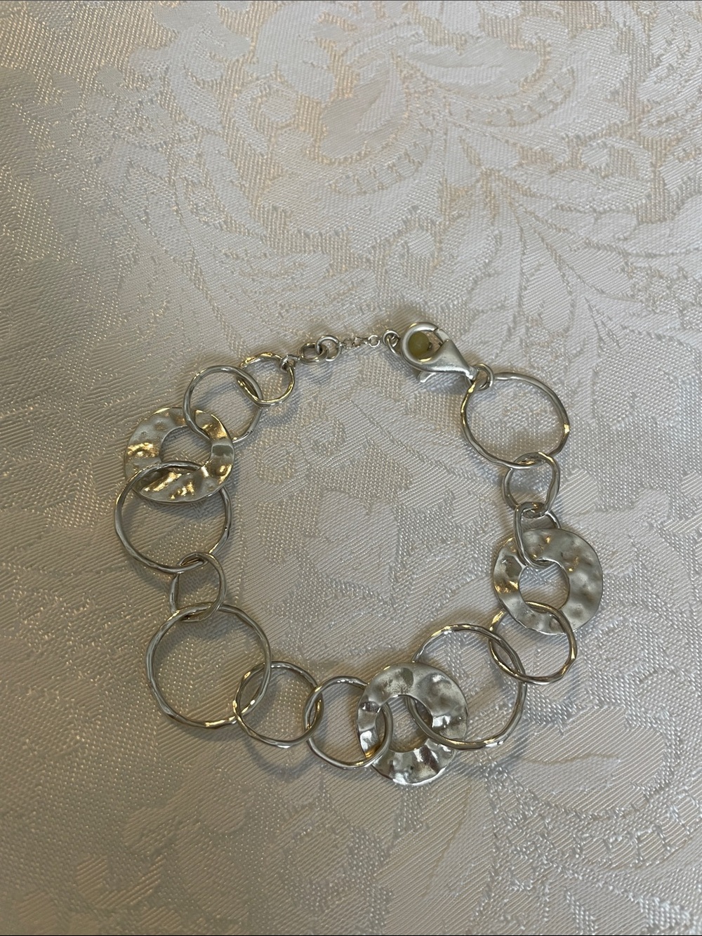 Silpada Textured Silver Link Bracelet with Hammered Circles